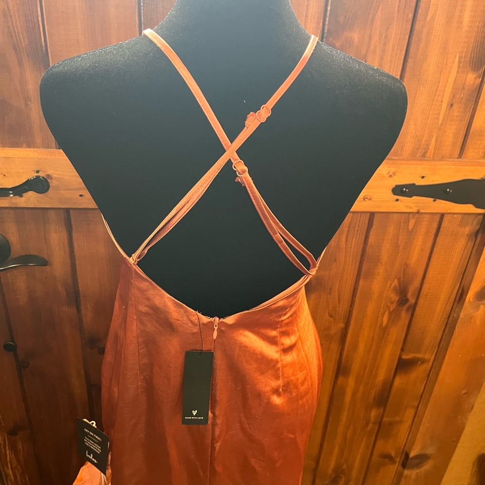 Lulu’s Small burnt peachy orange soft silky formal 2015 - Picture 7 of 12